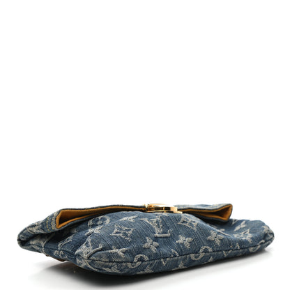 Louis Vuitton Monogram Denim Pochette Plat Clutch Blue 4 of 11