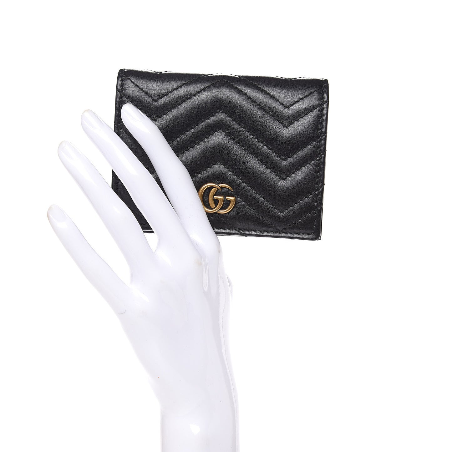 Calfskin Matelasse GG Marmont Card Case Wallet Black