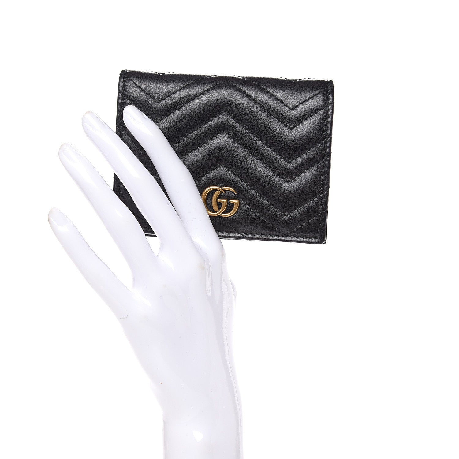 Gucci Calfskin Matelasse GG Marmont Card Case Wallet Black 2 of 8