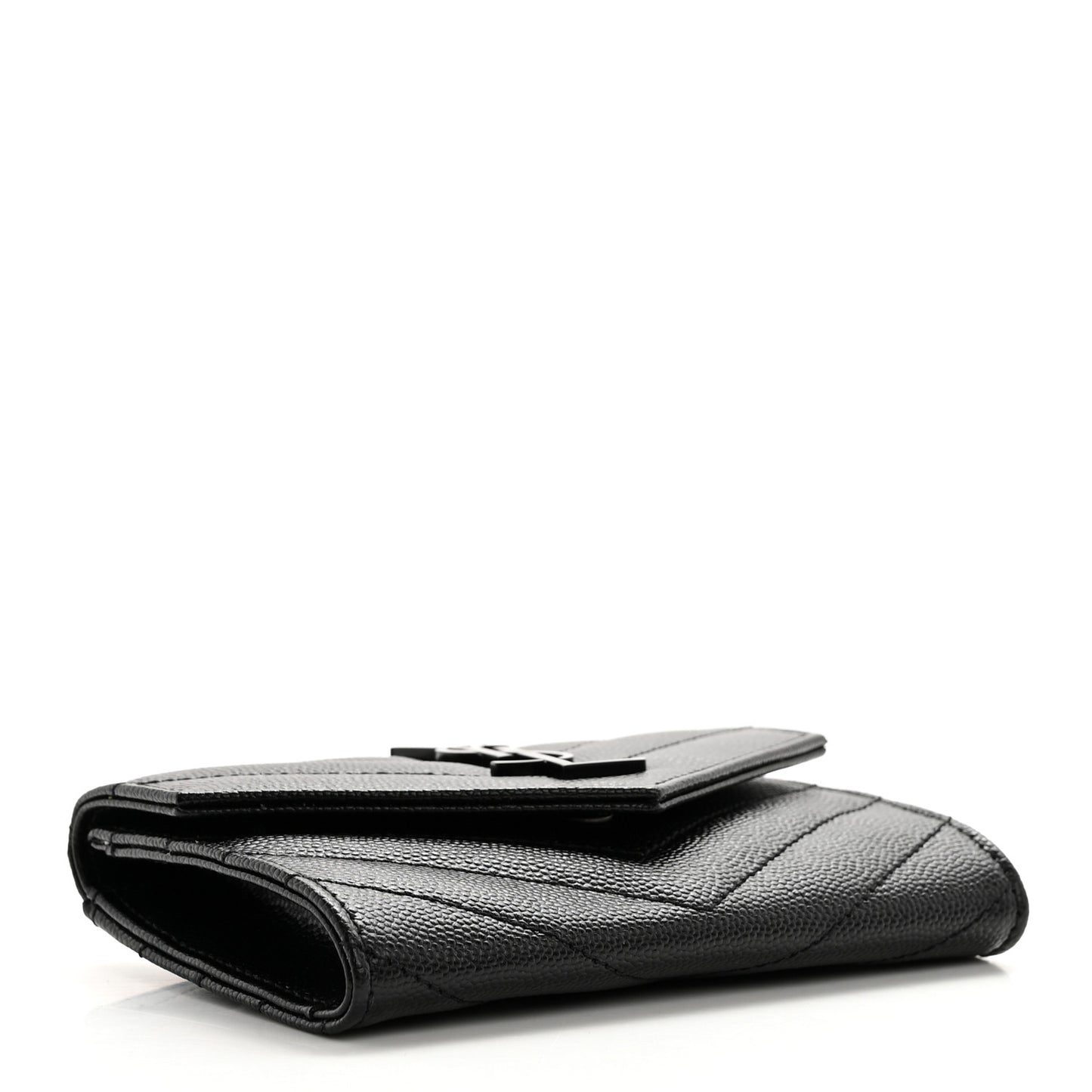 Grain De Poudre Matelasse Chevron Small Monochrome Monogram Envelope Wallet Black
