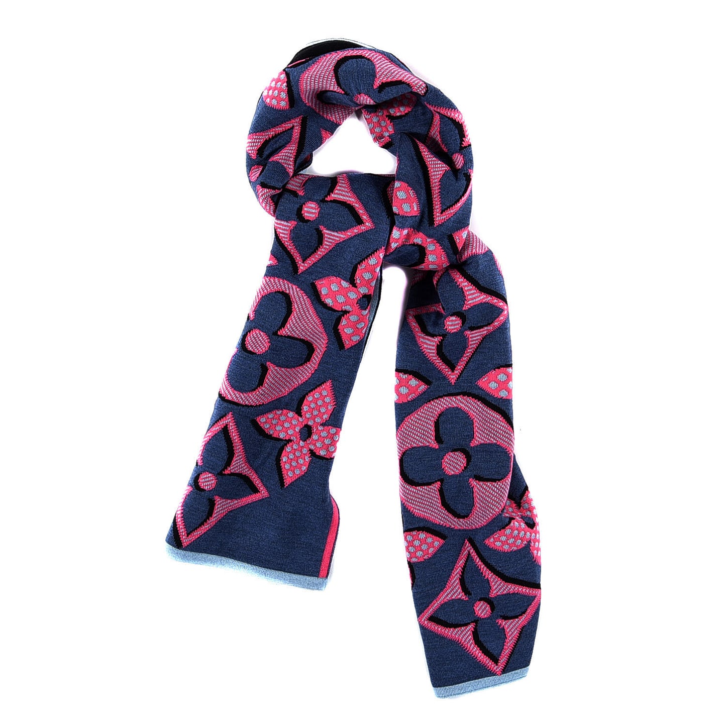 Wool Giant Pop Monogram Scarf Black Multicolor