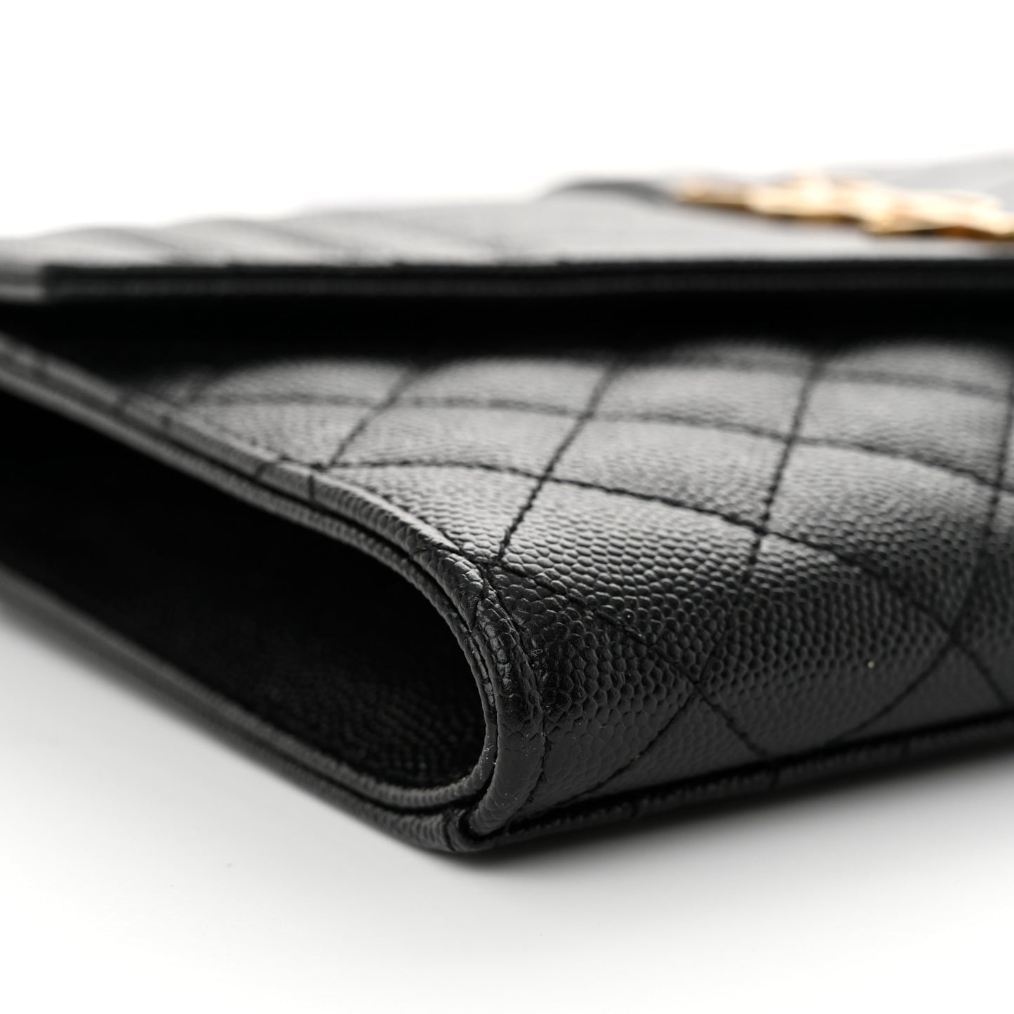 Grain De Poudre Textured Mixed Matelasse Triquilt Monogram Clutch Black