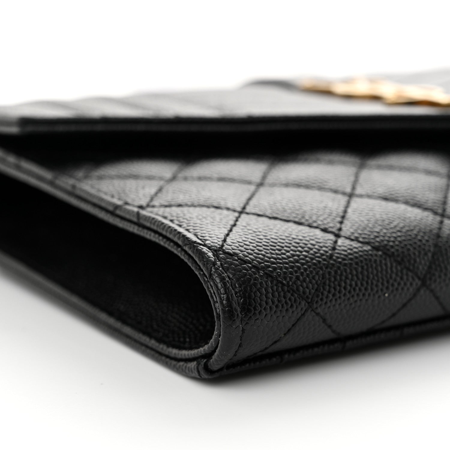 Saint Laurent Grain De Poudre Textured Mixed Matelasse Triquilt Monogram Clutch Black 9 of 14