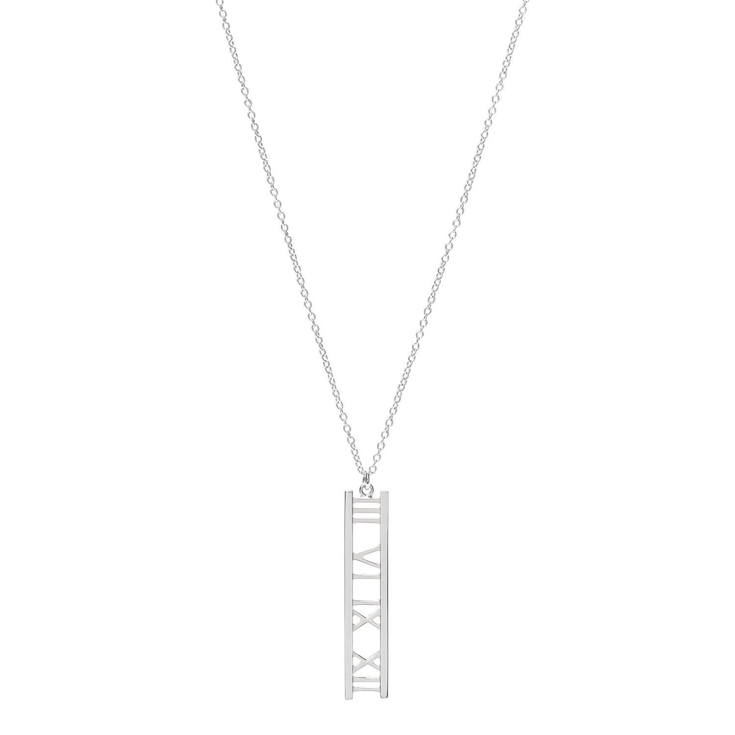 18K White Gold Atlas Bar Pendant Necklace