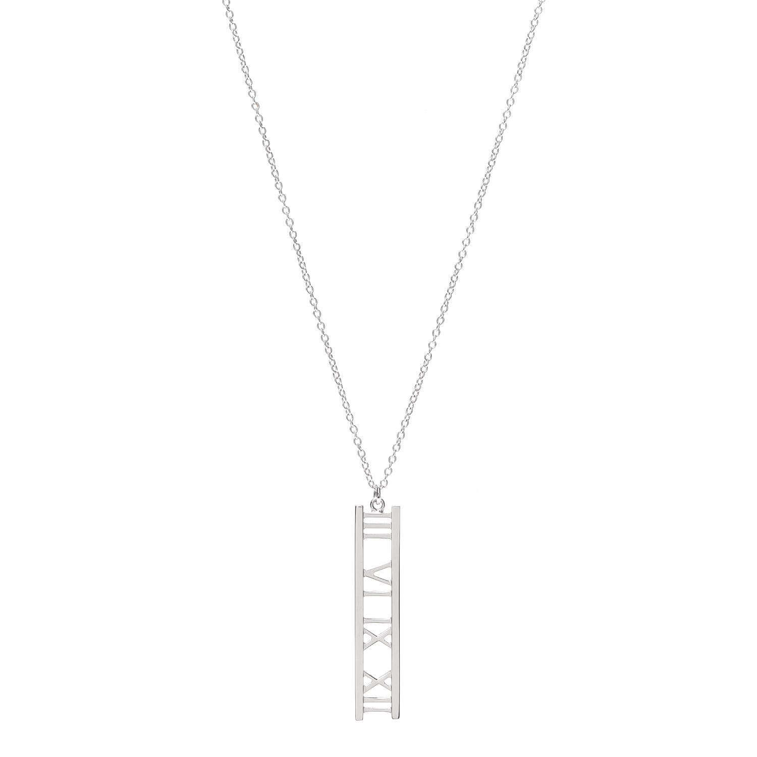 Tiffany 18K White Gold Atlas Bar Pendant Necklace 1 of 6