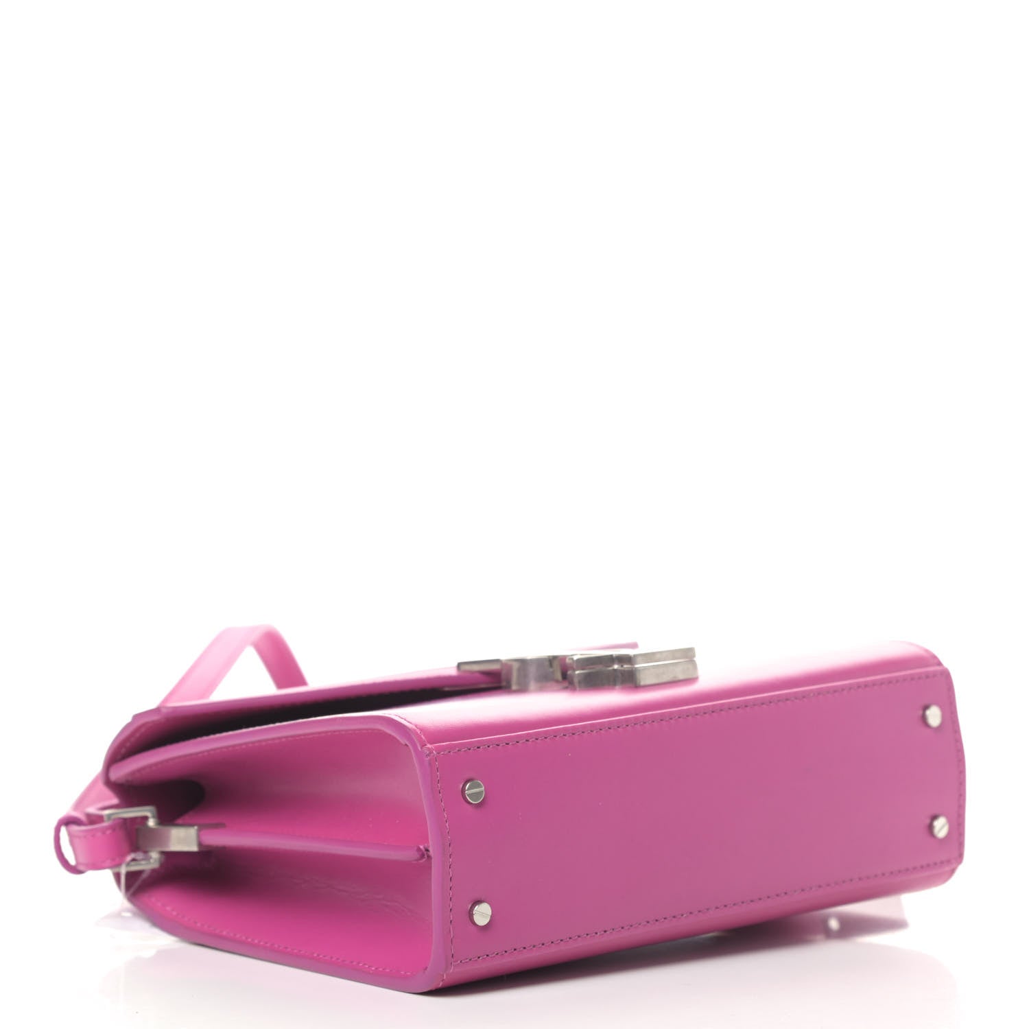 Saint Laurent Calfskin Mini Classic Monogram Cassandra Top Handle Bag Electric Fuchsia 3 of 5