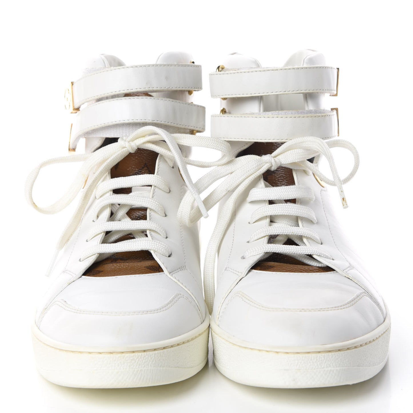Calfskin Reverse Monogram Boombox High Top Sneakers 38 White