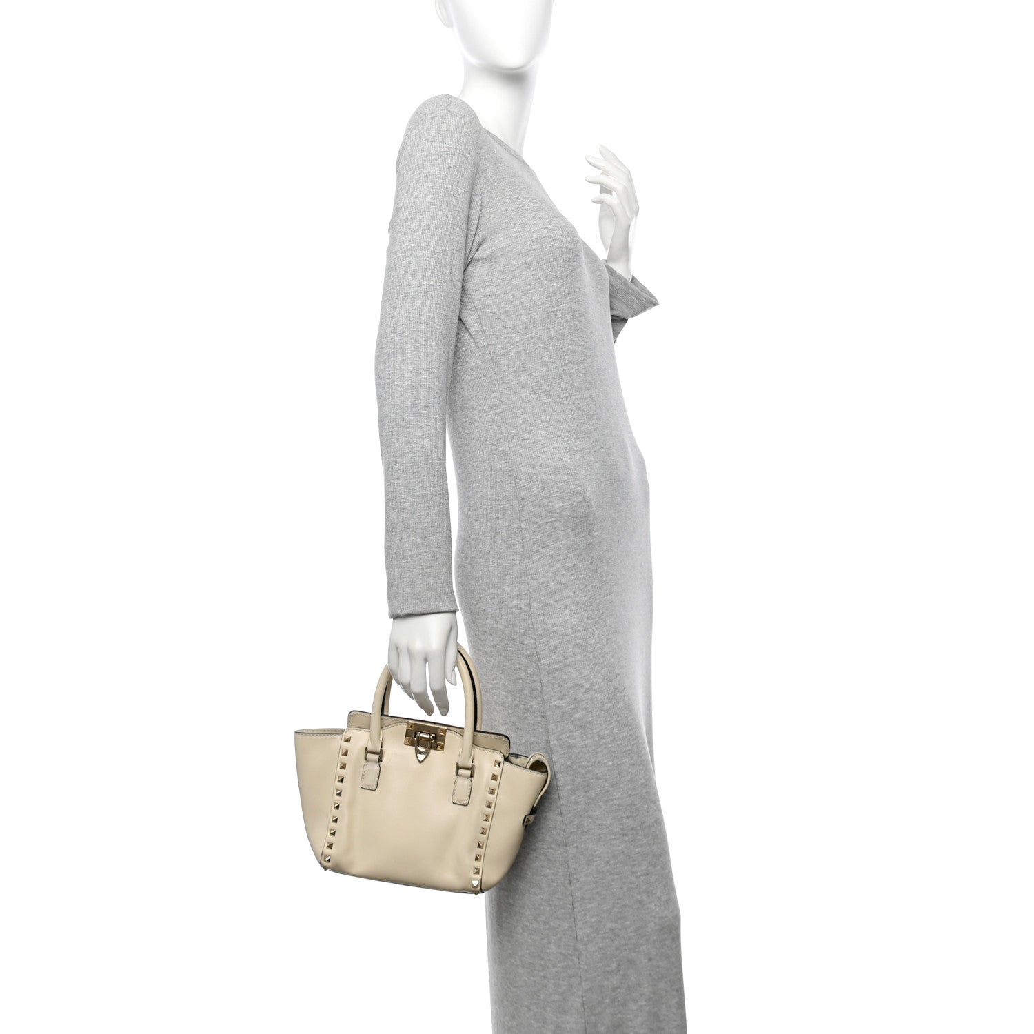 Valentino Garavani Vitello Mini Rockstud Double Handle Tote Ivory 2 of 16