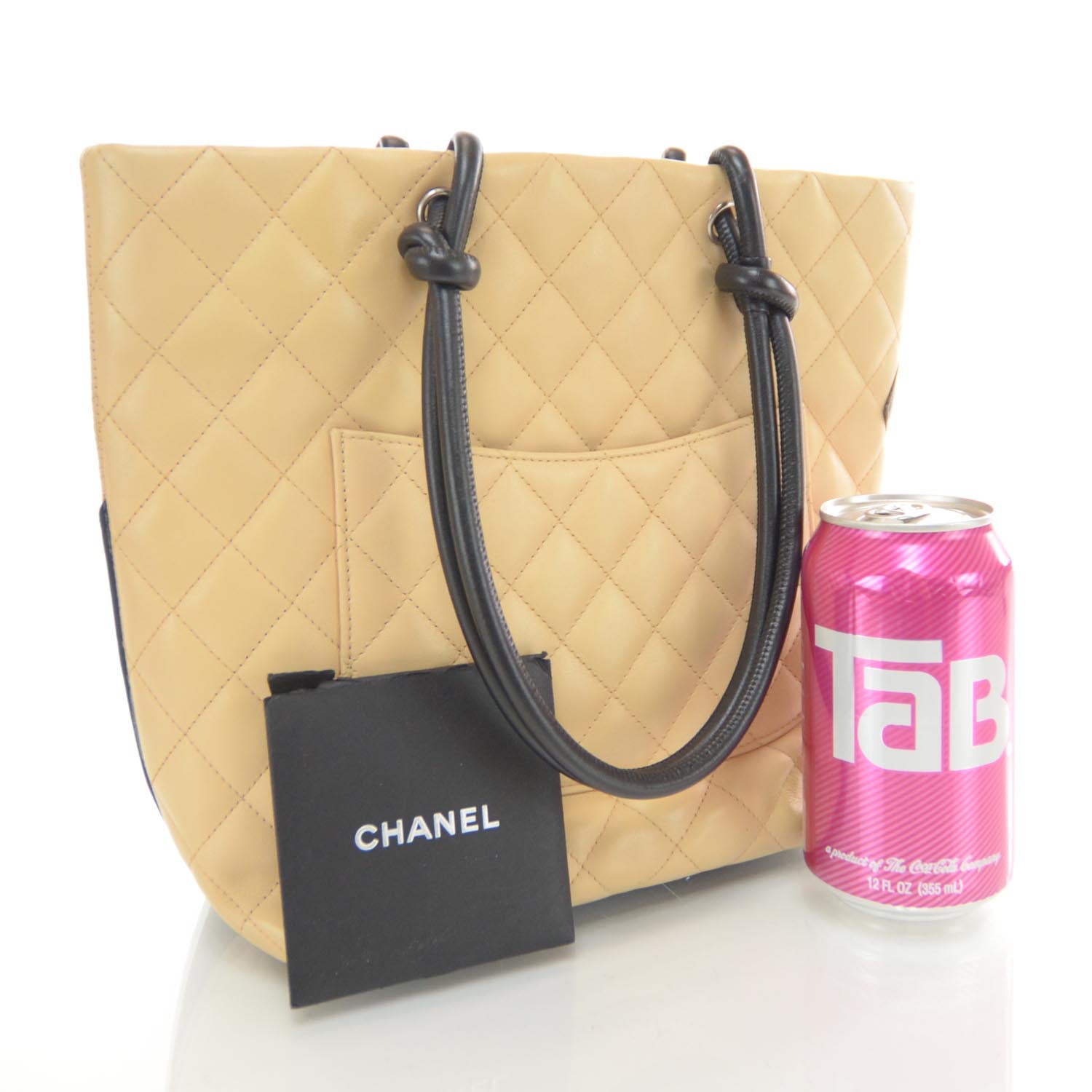 Chanel Calfskin Quilted Medium Cambon Tote Beige Black 4 of 10