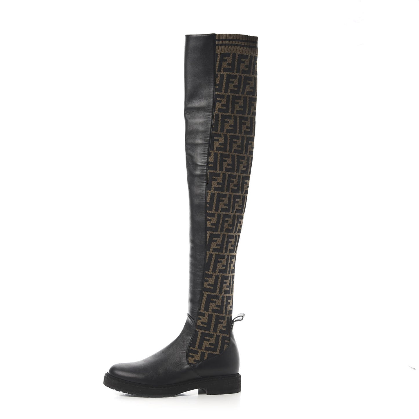 Nappa Microfiber Fabric FF Rockoko Thigh High Boots 37.5 Black Tobacco