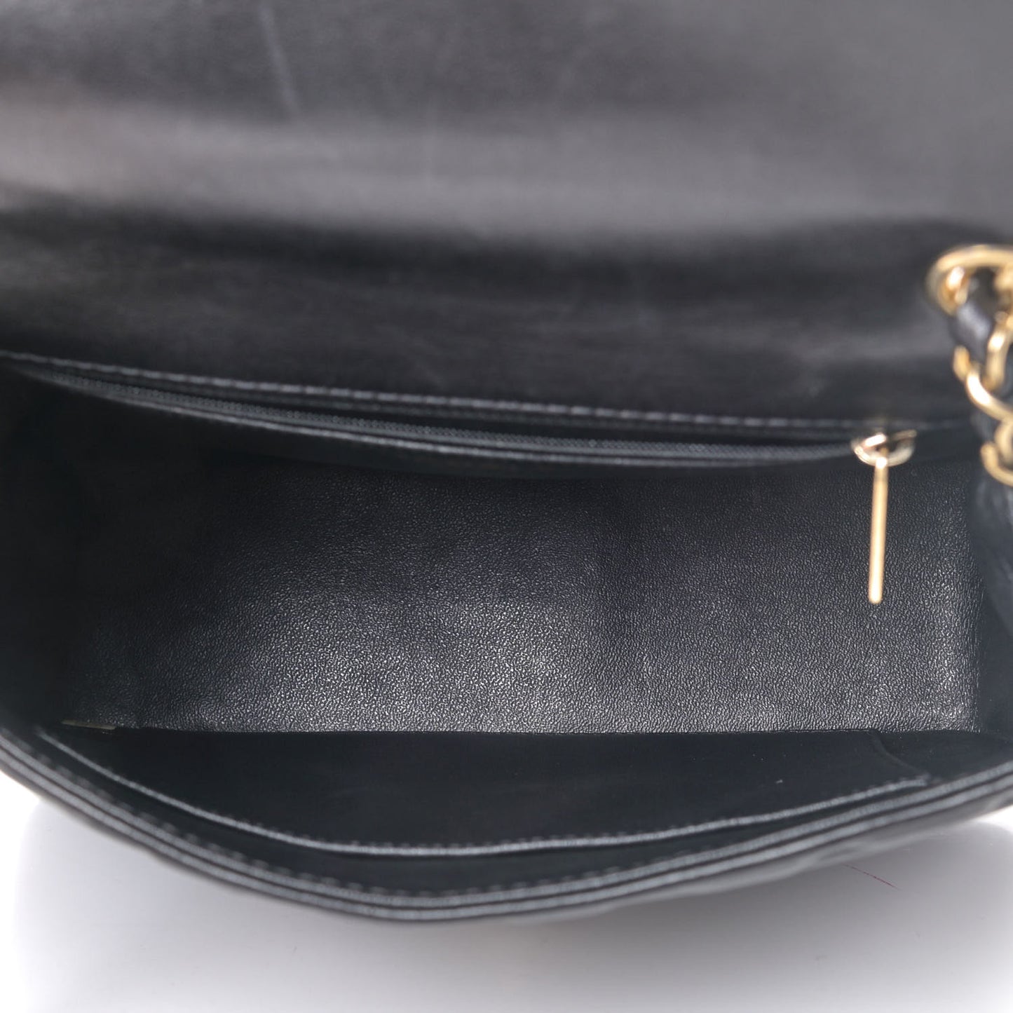 Lambskin Cross Stitch Small Coco Handle Flap Dark Black