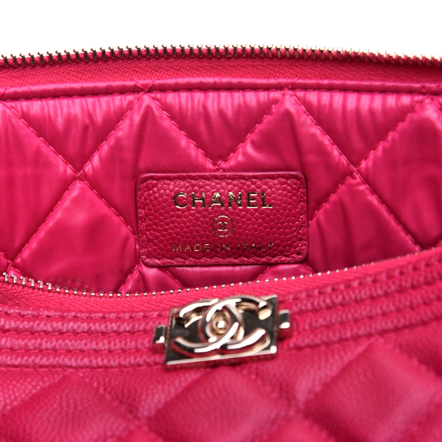 Chanel Caviar Quilted Medium Boy Cosmetic Case Dark Pink 9 of 10