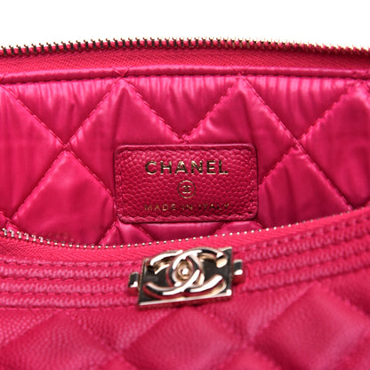 Chanel Caviar Quilted Medium Boy Cosmetic Case Dark Pink 9 of 10