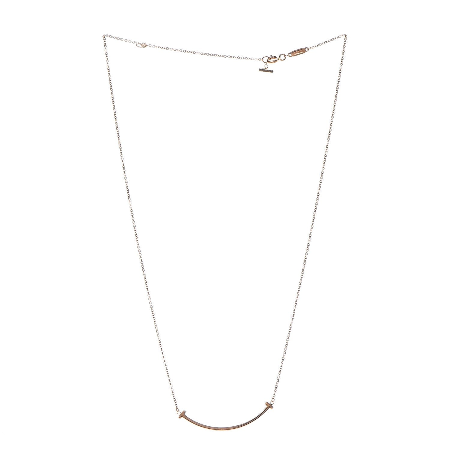 Tiffany 18K Rose Gold Small T Smile Pendant Necklace 3 of 7