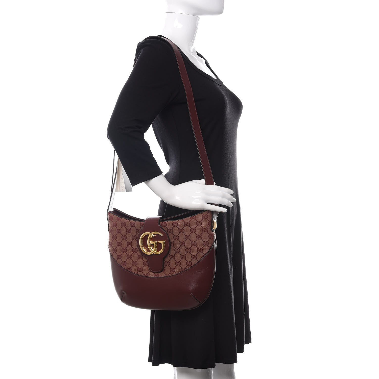 Gucci GG Monogram Calfskin Medium Arli Shoulder Bag Sahara Rubino Chardonnay 2 of 10
