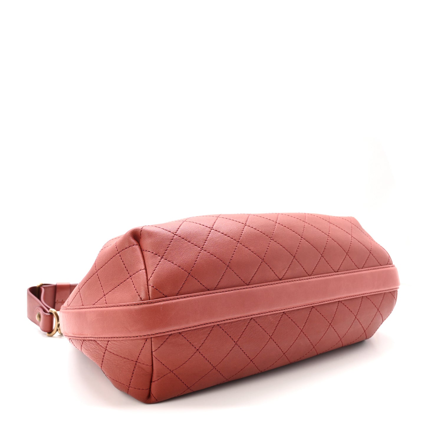Calfskin Stitched Large Drawstring CC Bag Burgundy
