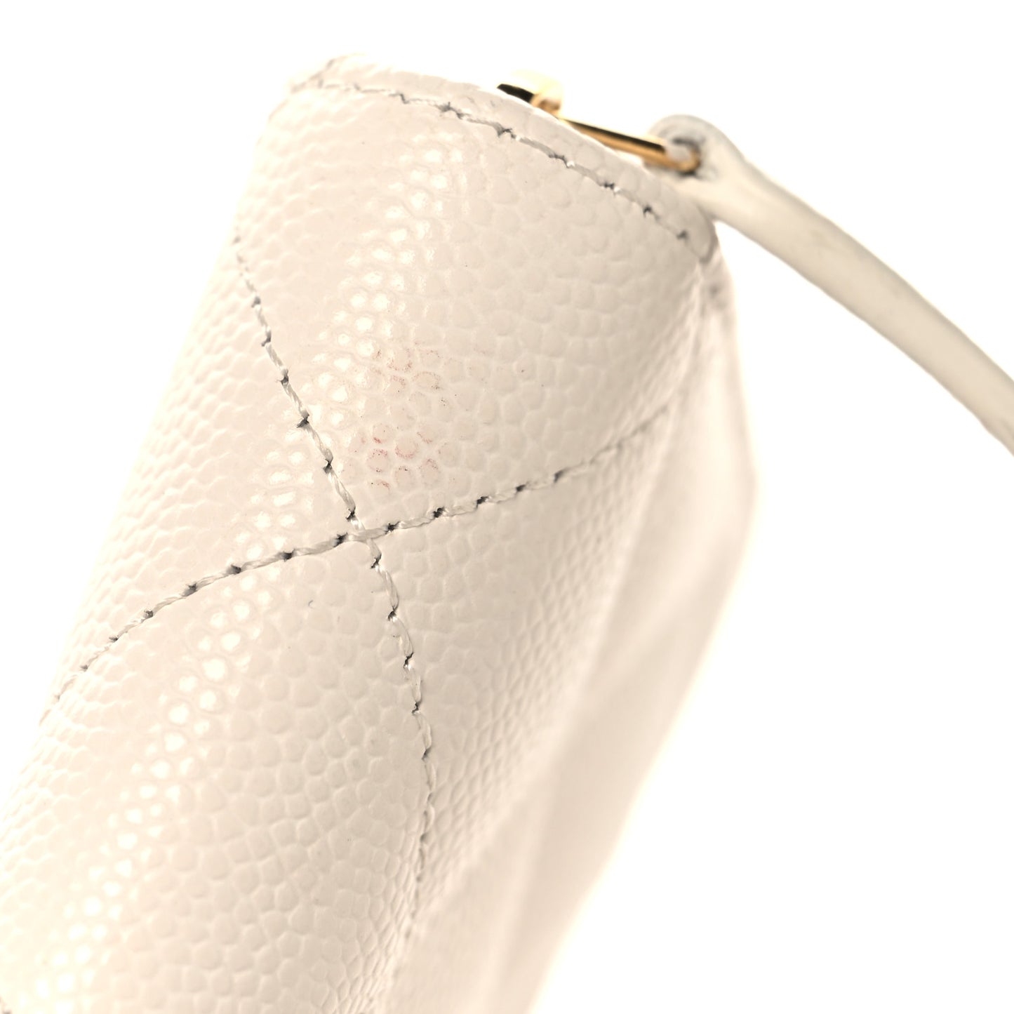 Caviar Quilted Crystal Zip Around Coin Purse Wallet  White