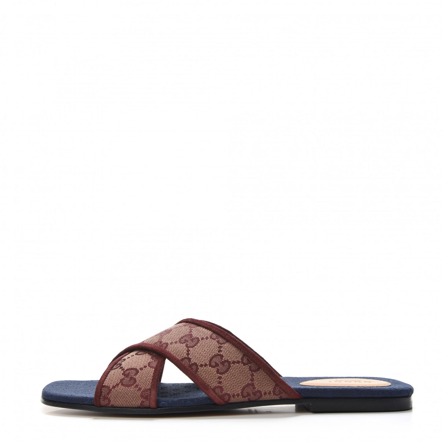 Canvas GG Monogram Womens Criss Cross Slide Sandals 40 Sahara Rubino Chardonnay