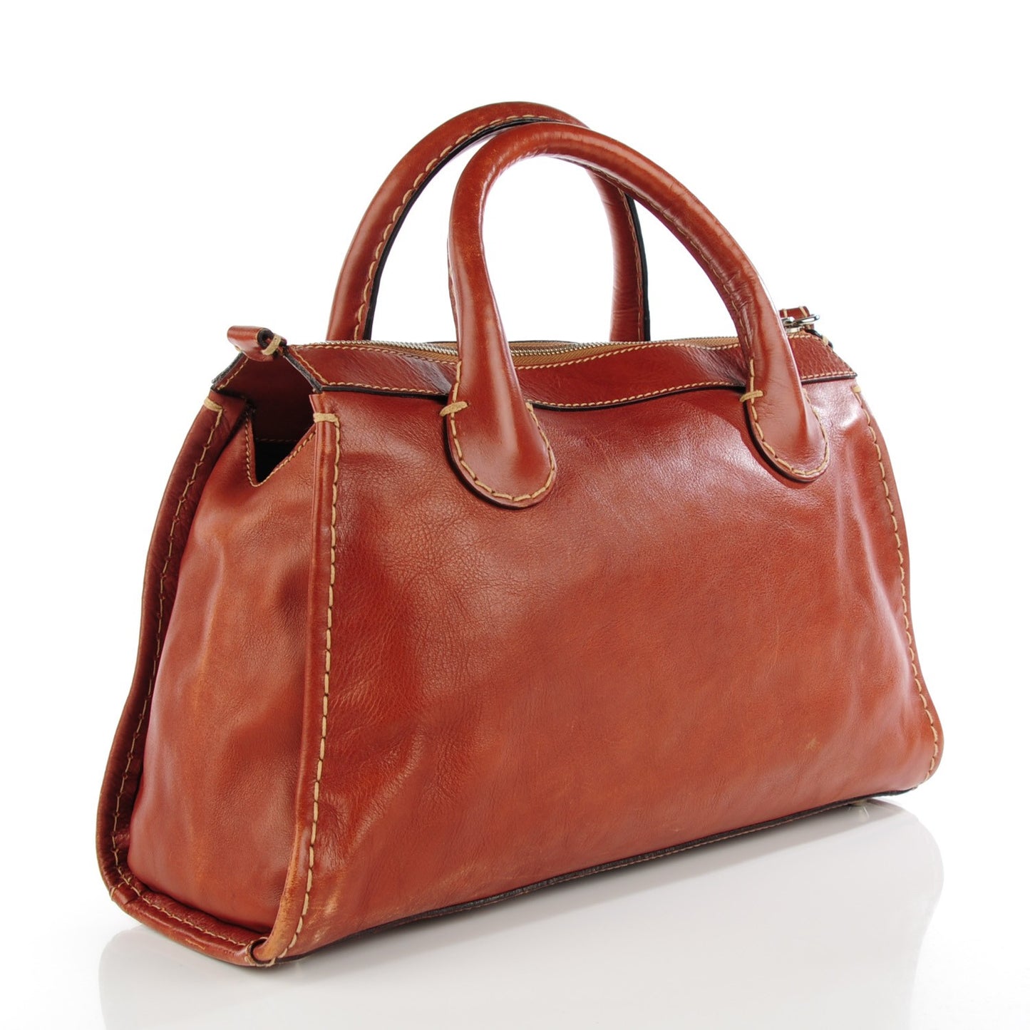 Calfskin Edith Satchel Whiskey