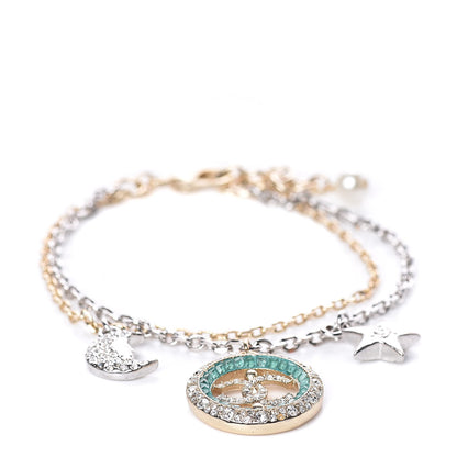 Chanel Crystal CC Star Moon Bracelet Silver Gold 1 of 4