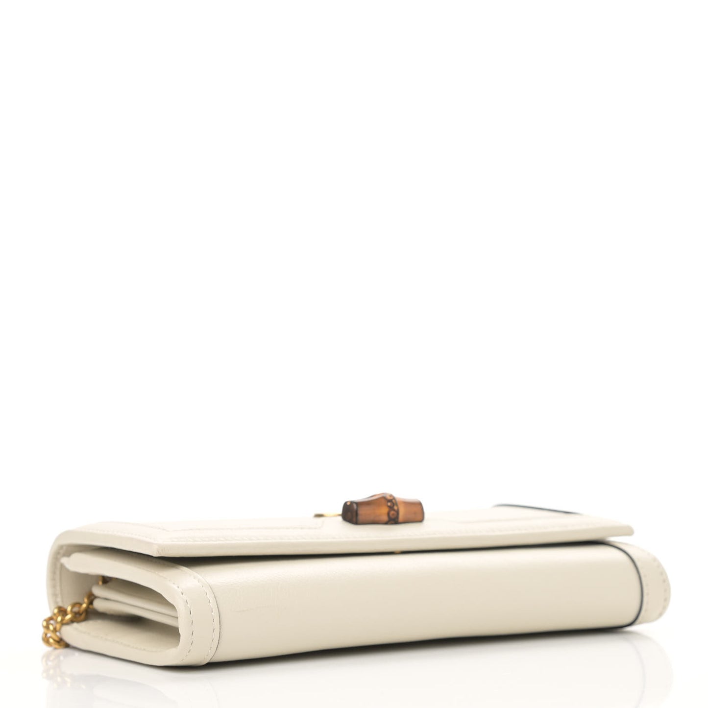 Wonka Grain Calfskin Diana Chain Wallet Mystic White