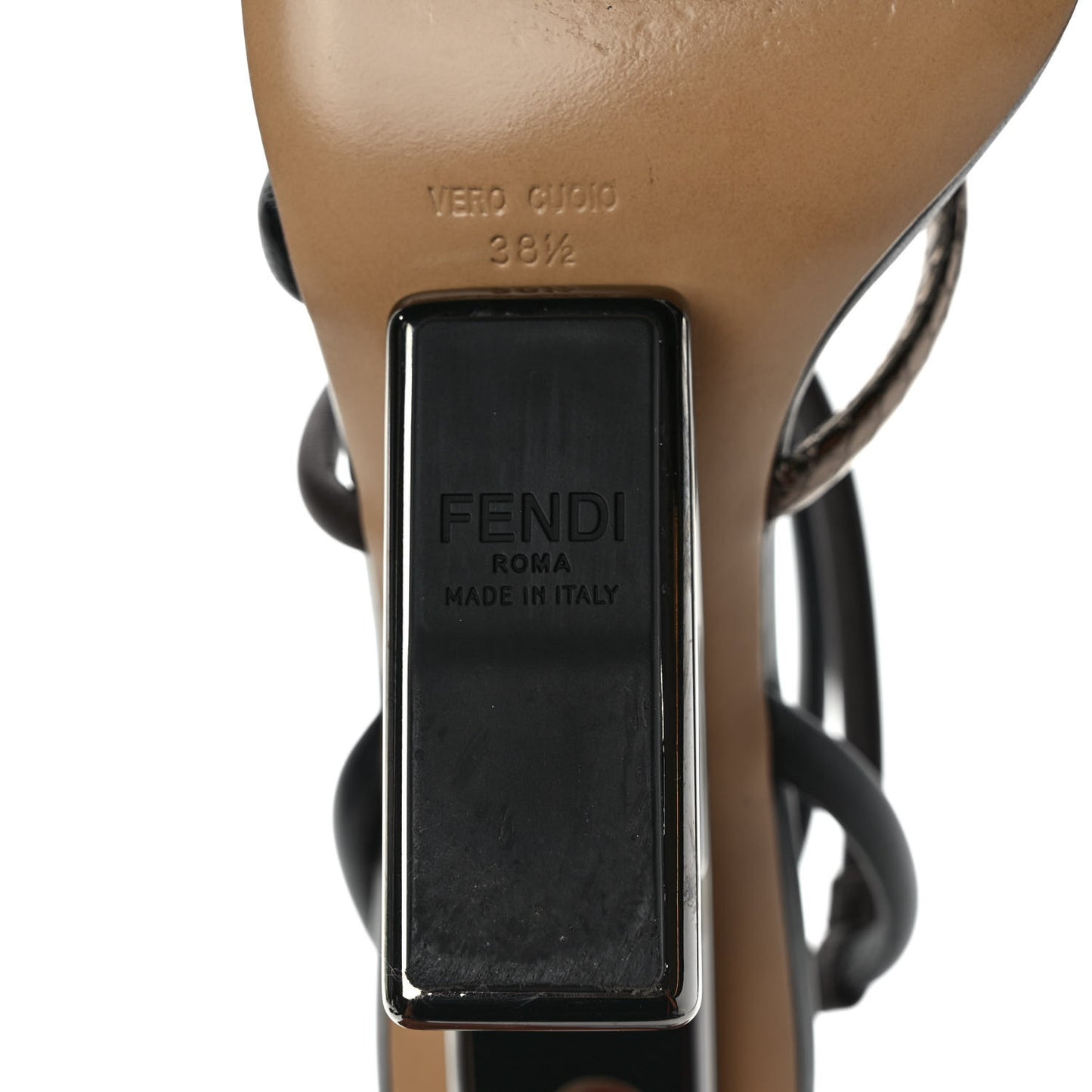 Nappa Metallic Ayers Fendi First 95mm Strappy Sandals 38.5 Black Chocolate Stagno