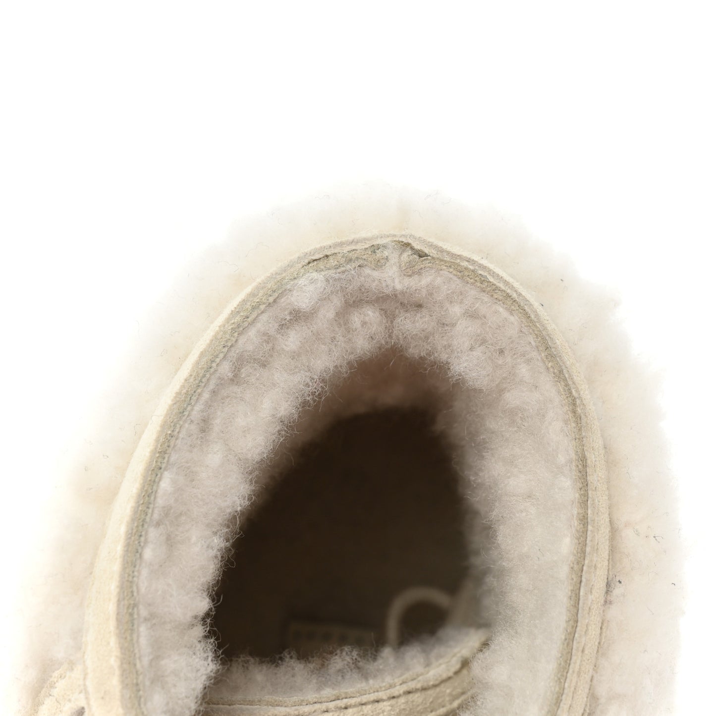 Kid Suede Shearling Sheepskin Lace Up Boots 39.5 Ivory White Black