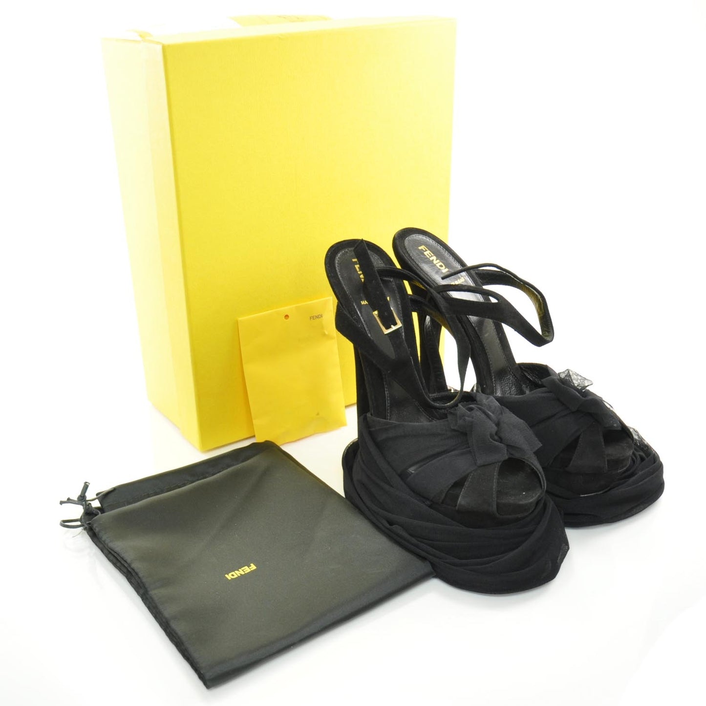 Spuntata Tulle Suede Wrap Platform Heels 40 Black