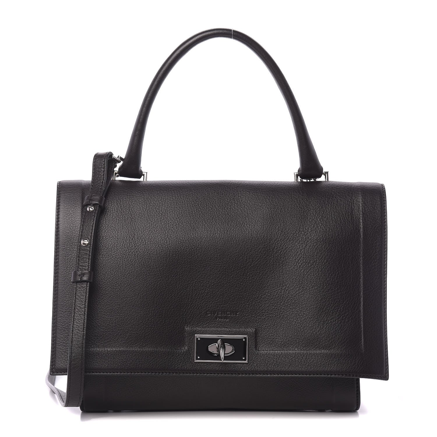 Givenchy Grained Calfskin Small Shark Lock Satchel Dark Brown 1 of 10