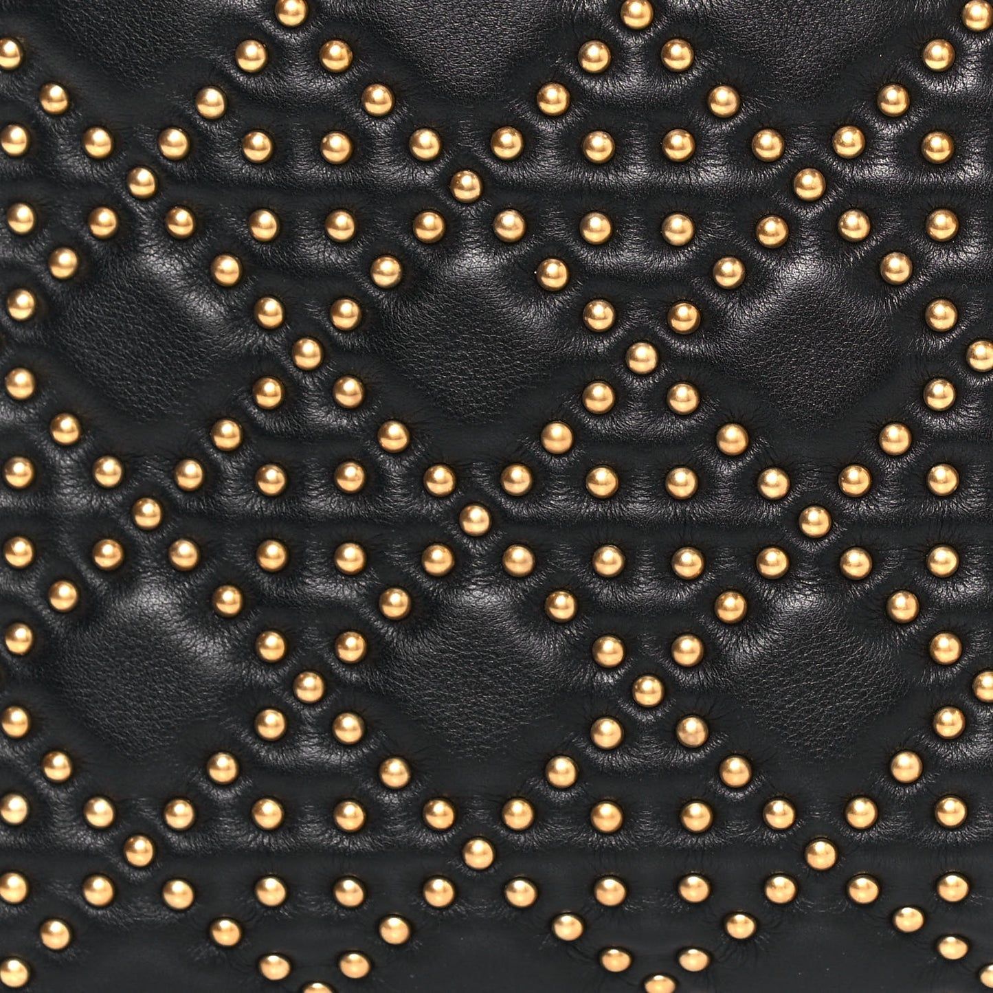 Calfskin Cannage Studded Medium Supple Lady Dior Black