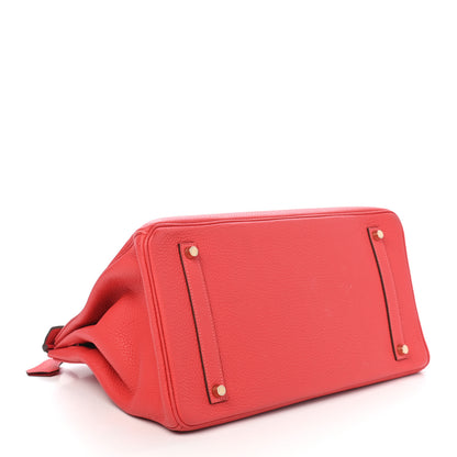 Hermes Taurillon Clemence Birkin 35 Rouge Pivoine 3 of 9