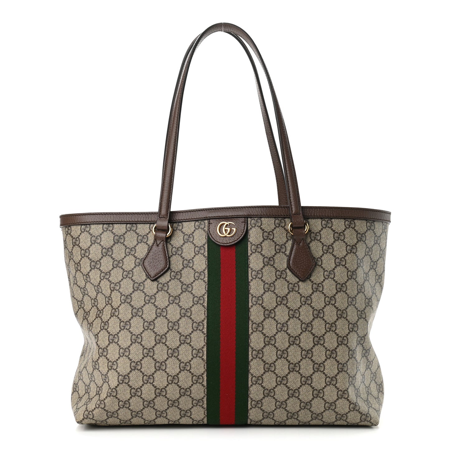 GG Supreme Monogram Medium Ophidia Shopping Tote Brown