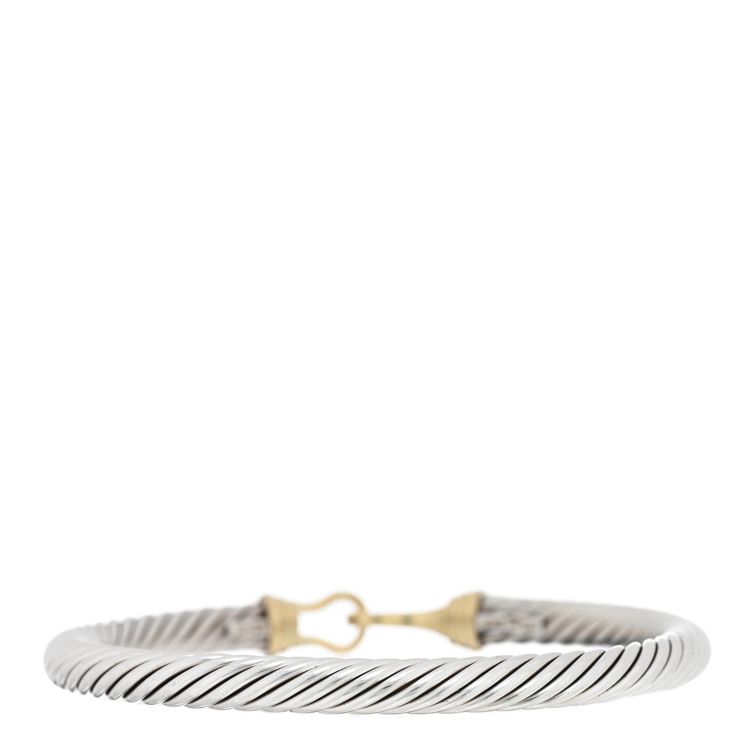 David Yurman Sterling Silver 14K Yellow Gold 5mm Cable Classic Buckle Bracelet 2 of 3