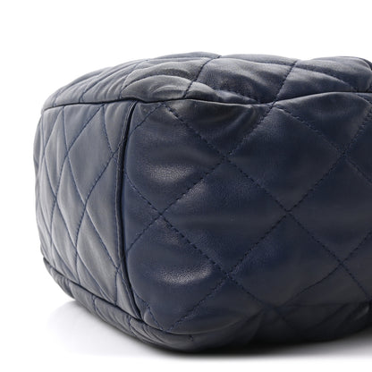 Chanel Lambskin Quilted Chain Drawstring Bag Navy Blue 9 of 9