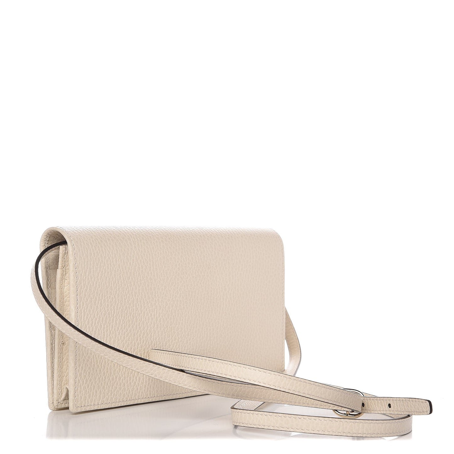 Dollar Calfskin Mini Swing Wallet Bag Mystic White