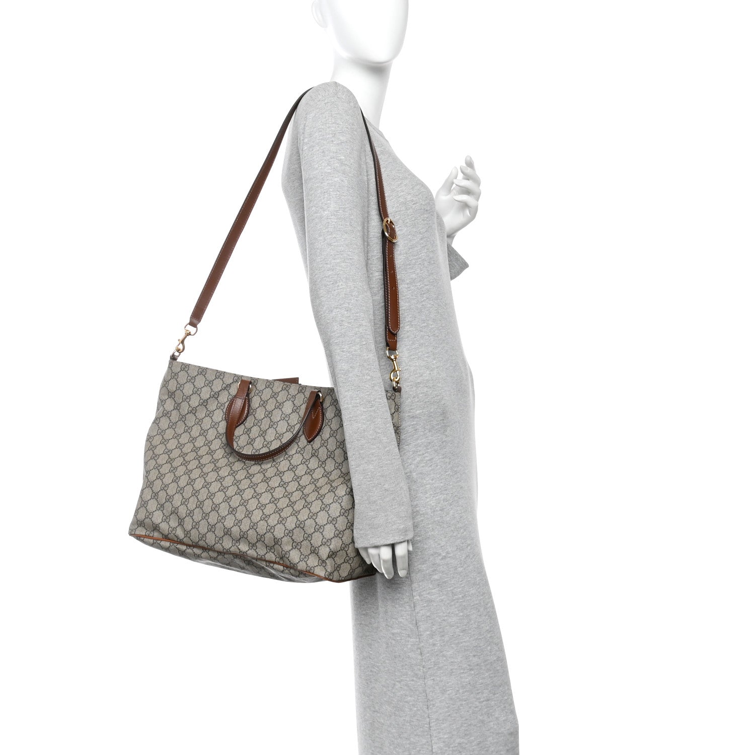 Gucci Soft GG Supreme Monogram Medium Crossbody Tote Beige Cuir 2 of 10