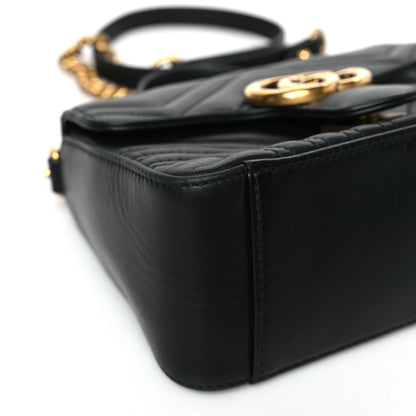 Gucci Calfskin Matelasse Mini GG Marmont Top Handle Shoulder Bag Black 8 of 9