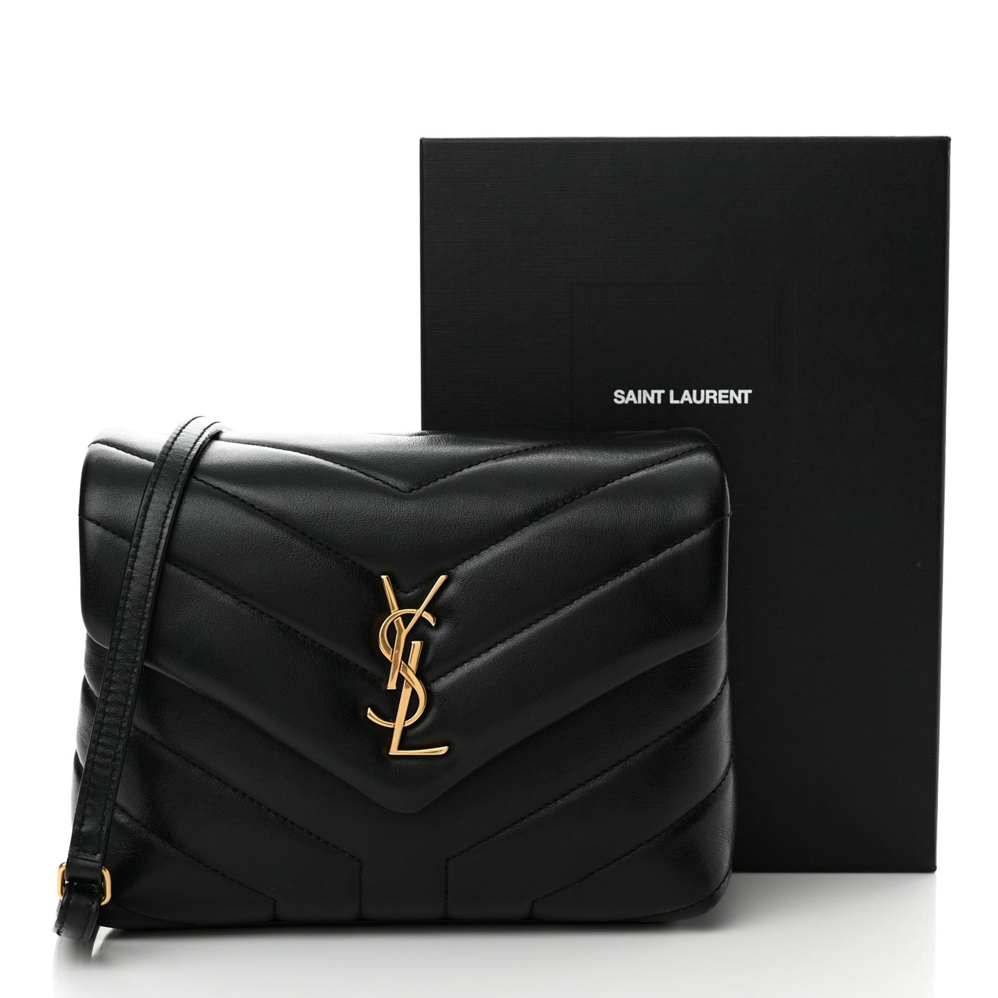 Calfskin Y Quilted Monogram Toy Loulou Crossbody Bag Black