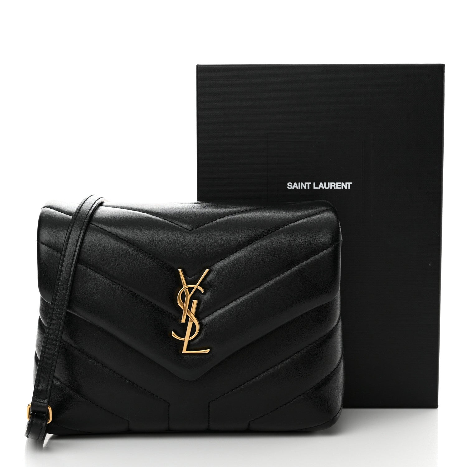 Saint Laurent Calfskin Y Quilted Monogram Toy Loulou Crossbody Bag Black 11 of 11