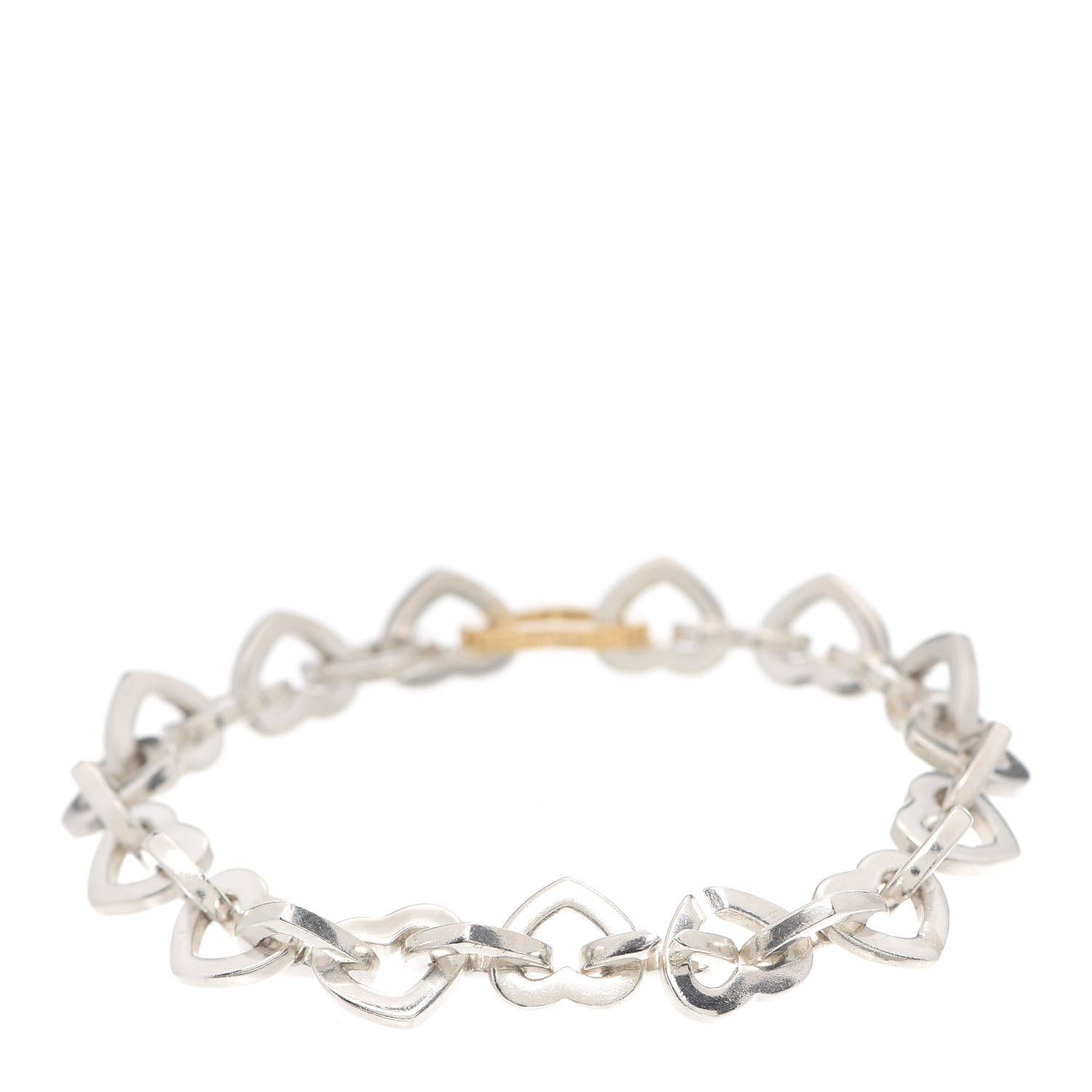 Tiffany Sterling Silver 18K Yellow Gold Heart Links Bracelet 3 of 4