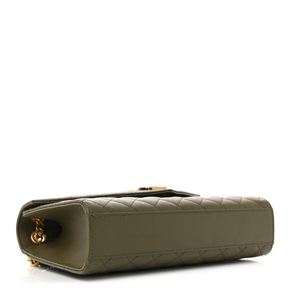 Saint Laurent Grain De Poudre Textured Mixed Matelasse Triquilt Medium Monogram Satchel Vert Kaki 4 of 13