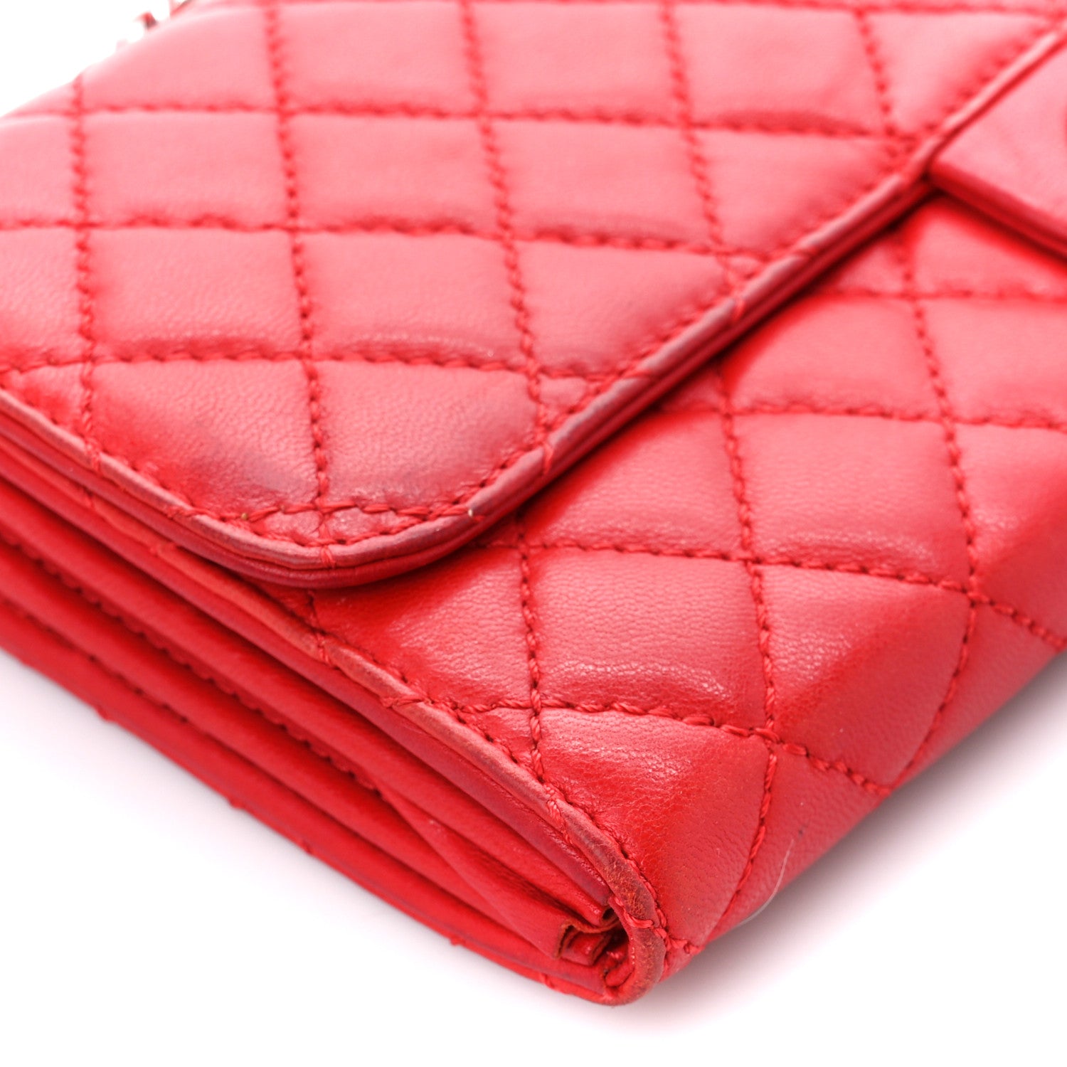 Chanel Lambskin Quilted Chain Clutch Flap Red 11 of 13