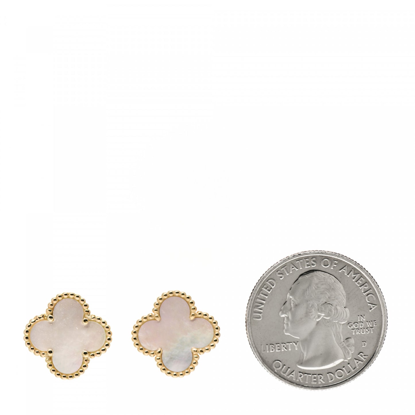 18K Yellow Gold Mother of Pearl Vintage Alhambra Clip-On Earrings