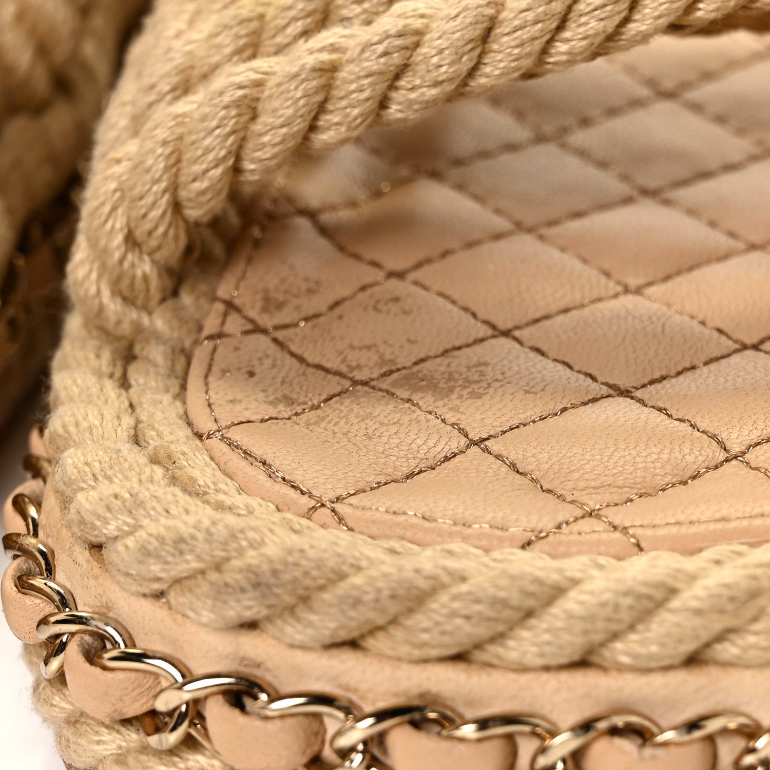 Chanel Cord Lambskin Chain Slide Sandals 39 Beige 8 of 8