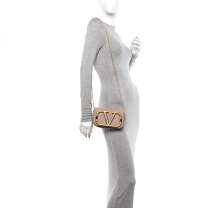 Valentino Garavani Calfskin Crystal Supervee Clutch Rose Cannelle 2 of 12