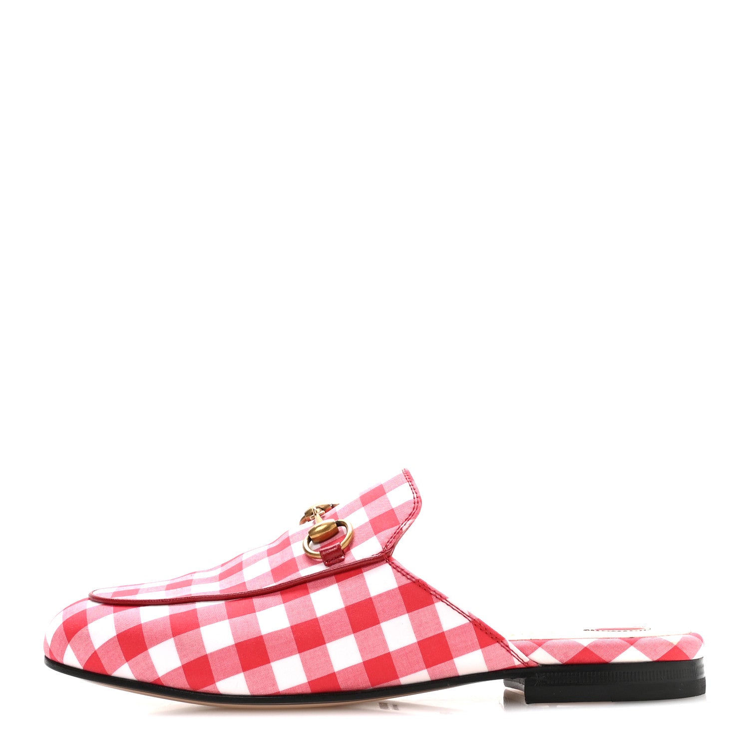 Gucci Cotton Gingham Womens Princetown Slippers 35 White Red 1 of 8