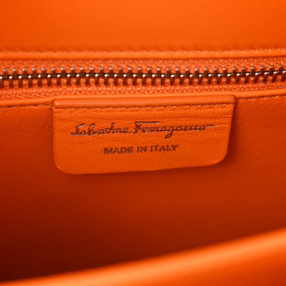 Salvatore Ferragamo Brushed Calfskin Airbrush Small Iconic Top Handle Bag Orange Multicolor 7 of 9