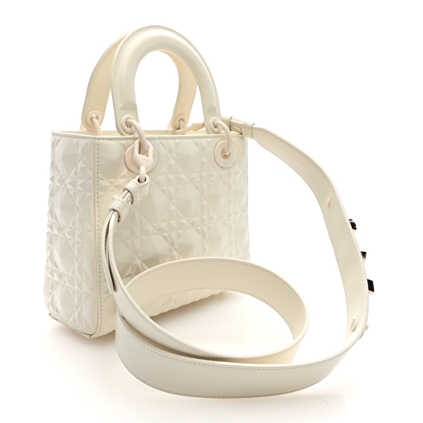 Calfskin Cannage Diamond Small My ABCDior Lady Dior White