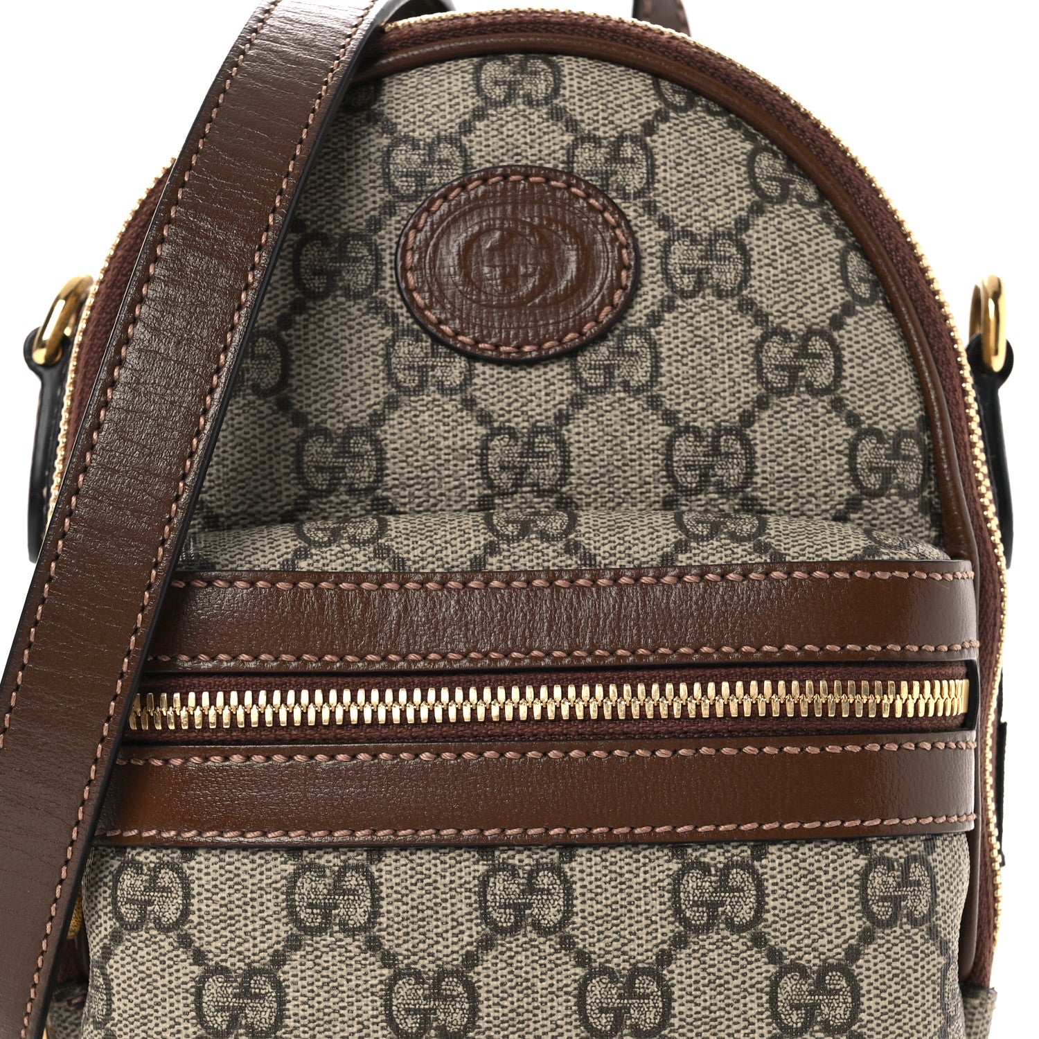 Gucci GG Supreme Monogram Azalea Calfskin Retro Interlocking G Multi-Function Bag Beige Ebony Brown Sugar 8 of 10