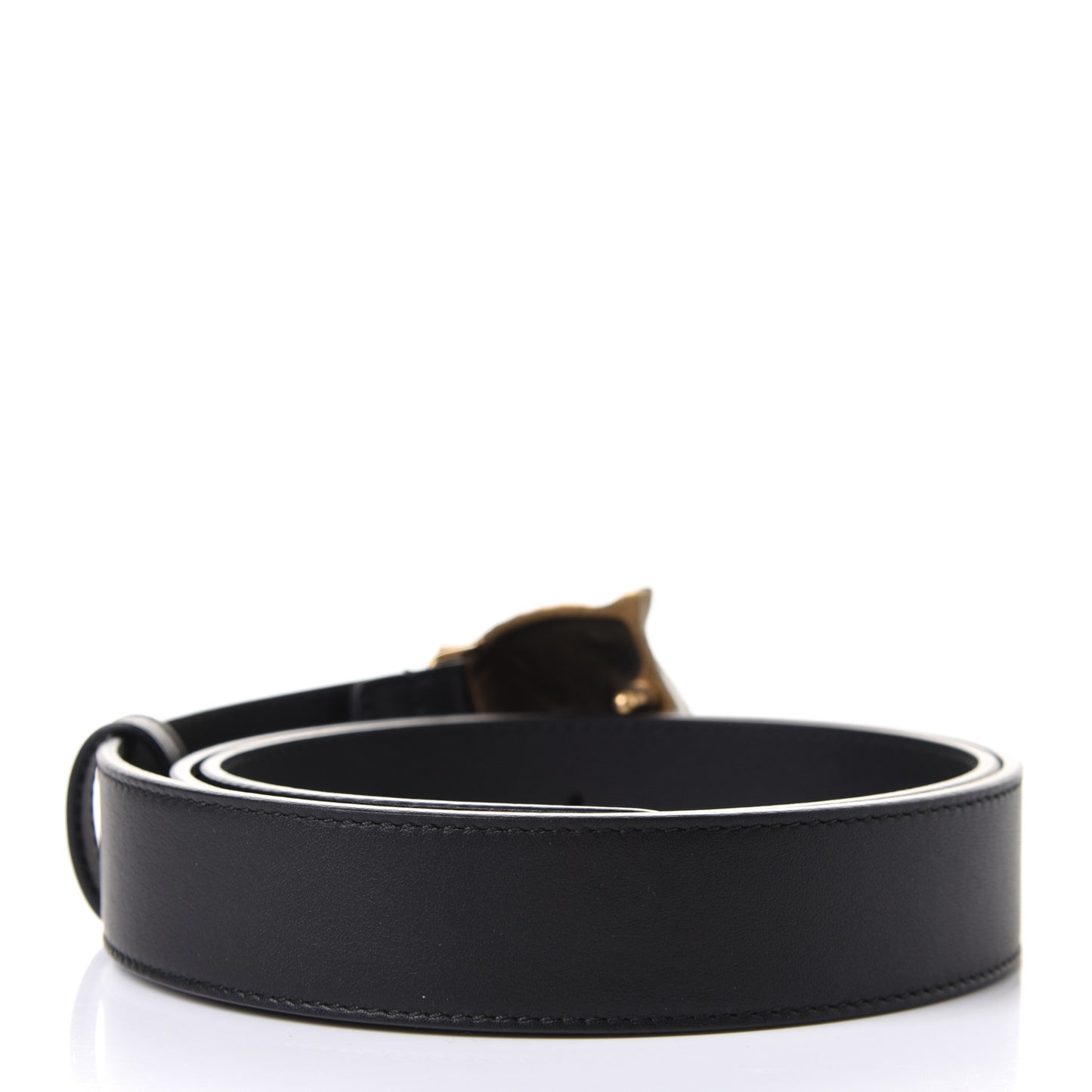 Calfskin Tiger Head Buckle Belt 90 36 Black
